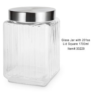 Entrega Imediata - 149 CX <br />Ideal Kitchen Pote de Vidro Quadrado com Tampa Inox Hermética 1700ml<br />12 unidades por caixa <br />Caixa: 48X36X21cm<br />SKU: 33229<br /><span style="color:#35bfc3"></span><br />UN <span style="color:#35bfc3">R$21,15</span><br />CX <span style="color:#35bfc3">R$253,80</span>